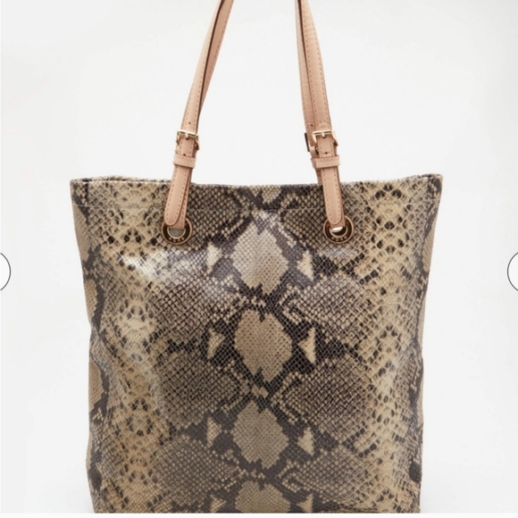 Michael Kors Embossed Snakeskin Tote EUC - Picture 4 of 11